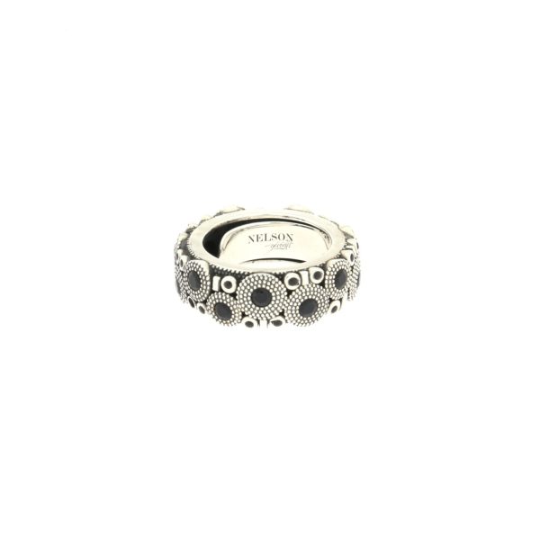Anello Pietrasanta Argento Invecchiato - Zirconi Neri