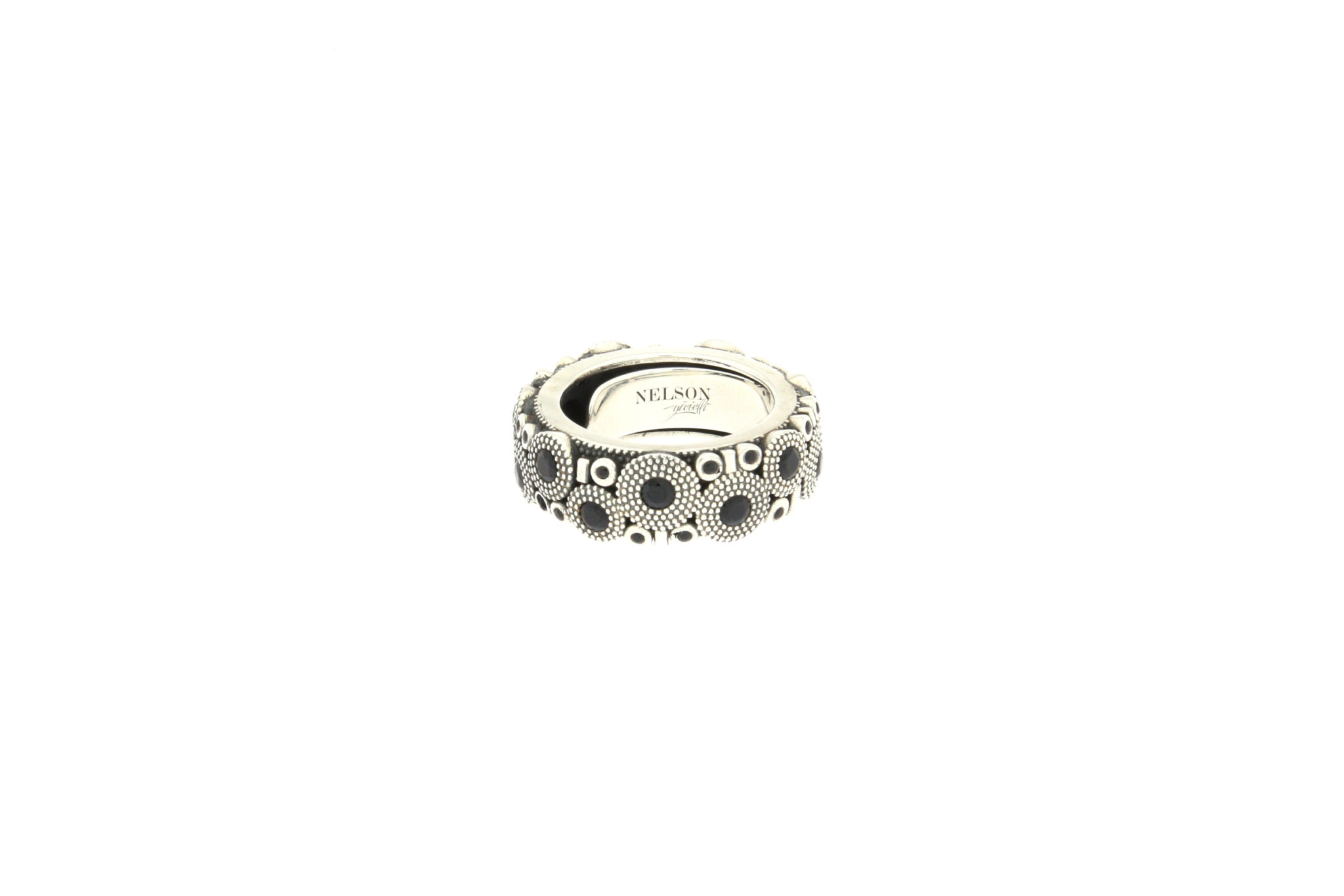 Anello Pietrasanta Argento Invecchiato - Zirconi Neri