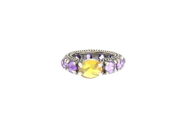Anello Marrakech Argento Invecchiato - Lavanda/Citrino