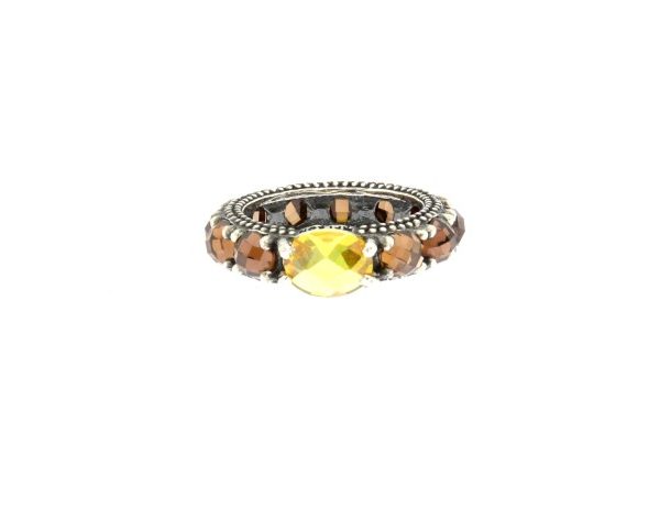Anello Marrakech Argento Invecchiato - Fumè/Citrino