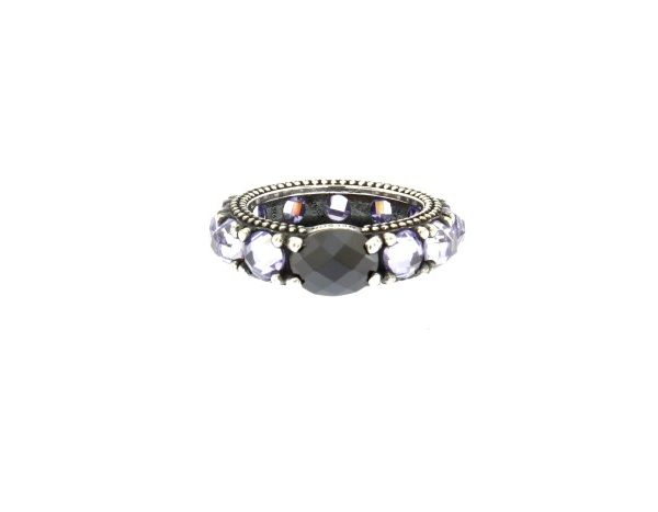 Anello Marrakech Argento Invecchiato - Lavanda/Nero