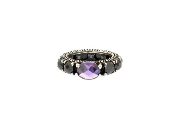 Anello Marrakech Argento Invecchiato - Nero/Ametista