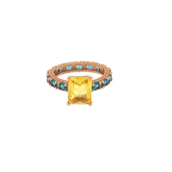 Anello Mini Marrakech Carrè / Tormaline - Quarzo Citrino