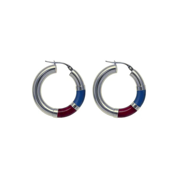 Orecchini Cerchio 90's Baby - Blu / Bordeaux