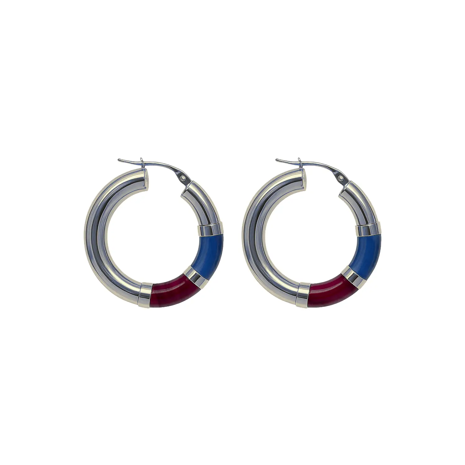 Orecchini Cerchio 90's Baby - Blu / Bordeaux