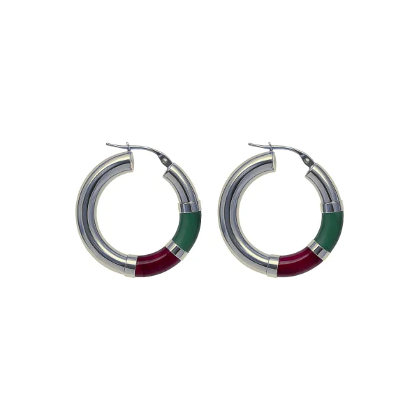 Orecchini Cerchio 90's Baby - Verde / Bordeaux