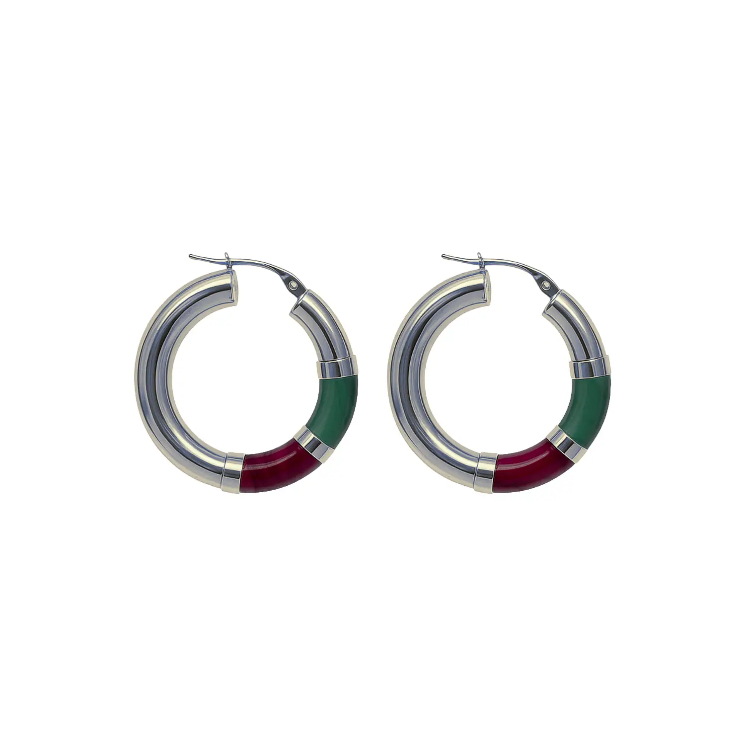 Orecchini Cerchio 90's Baby - Verde / Bordeaux