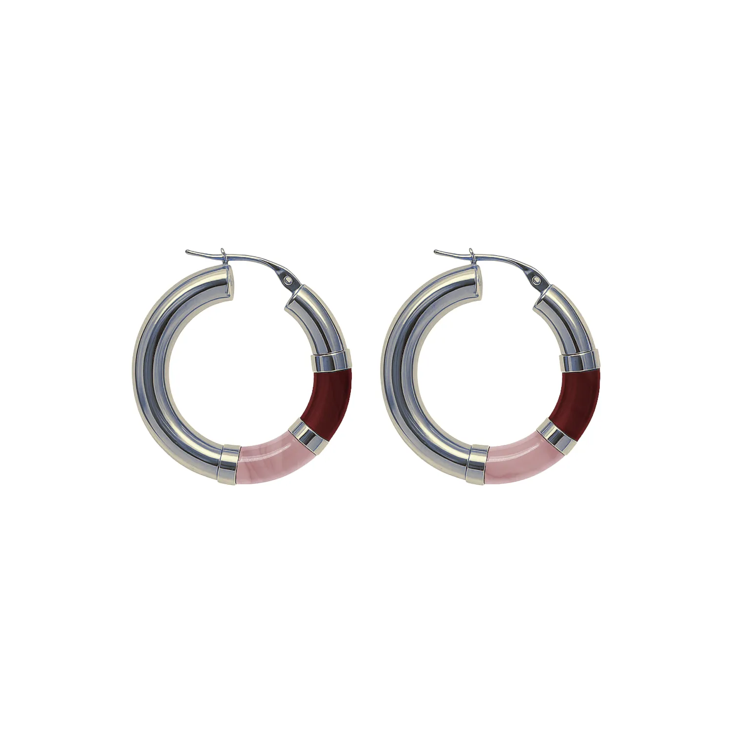 Orecchini Cerchio 90's Baby - Rosa / Bordeaux