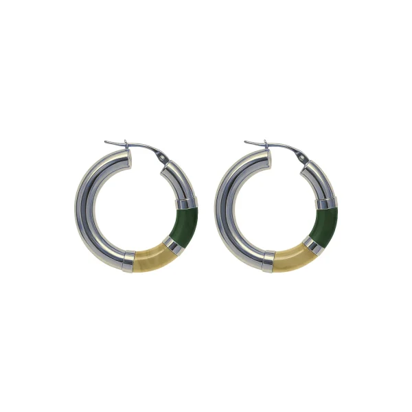 Orecchini Cerchio 90's Baby - Champagne / verde