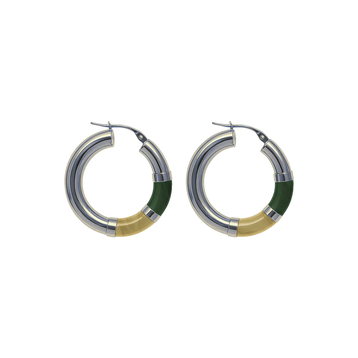 Orecchini Cerchio 90's Baby - Champagne / verde