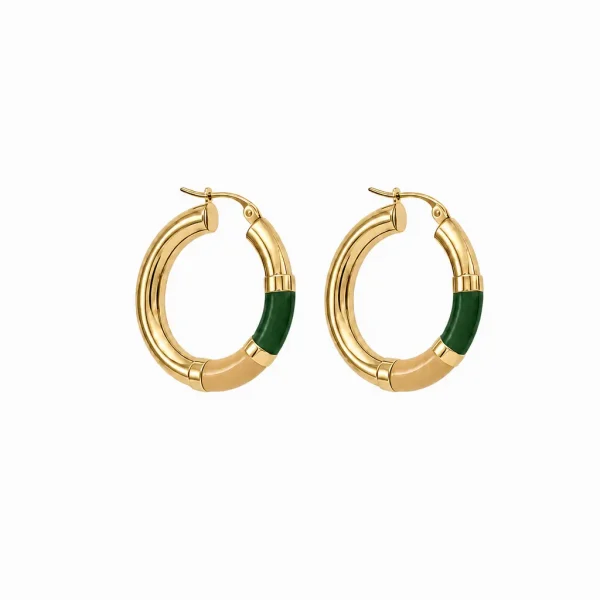 Vista alternativa di Orecchini Cerchio 90's Baby - Oro - Champagne / verde