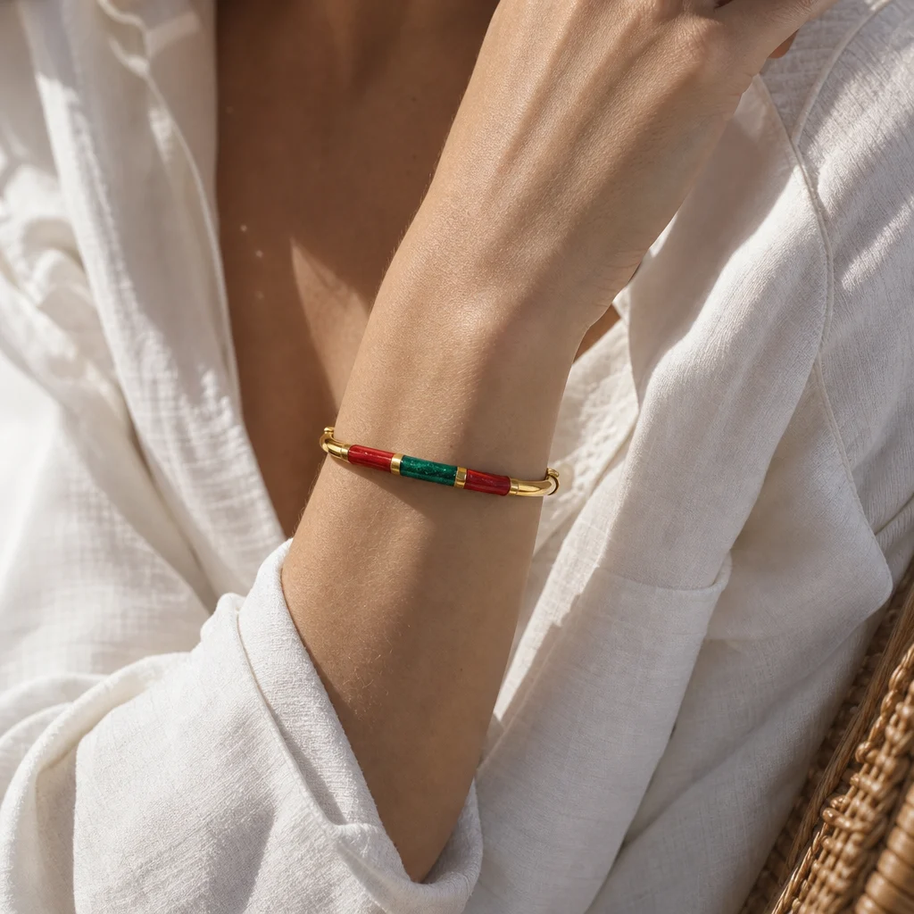 Bracciale 90's Baby - Bordeaux / Verde - immagine 3