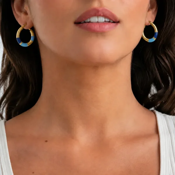 Alternative view of Orecchini Cerchio 90's Baby - Blu/Azzurro