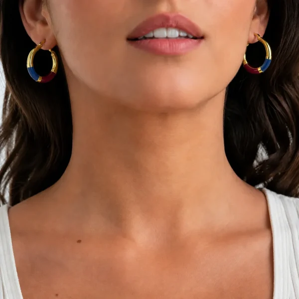 Alternative view of Orecchini Cerchio 90's Baby - Blu / Bordeaux