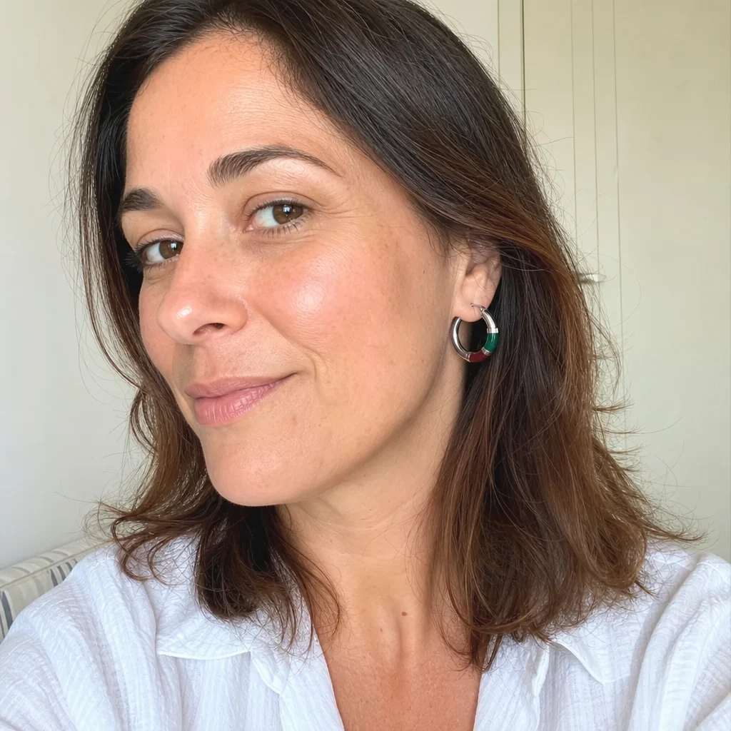 Orecchini Cerchio 90's Baby - Verde / Bordeaux - immagine 3