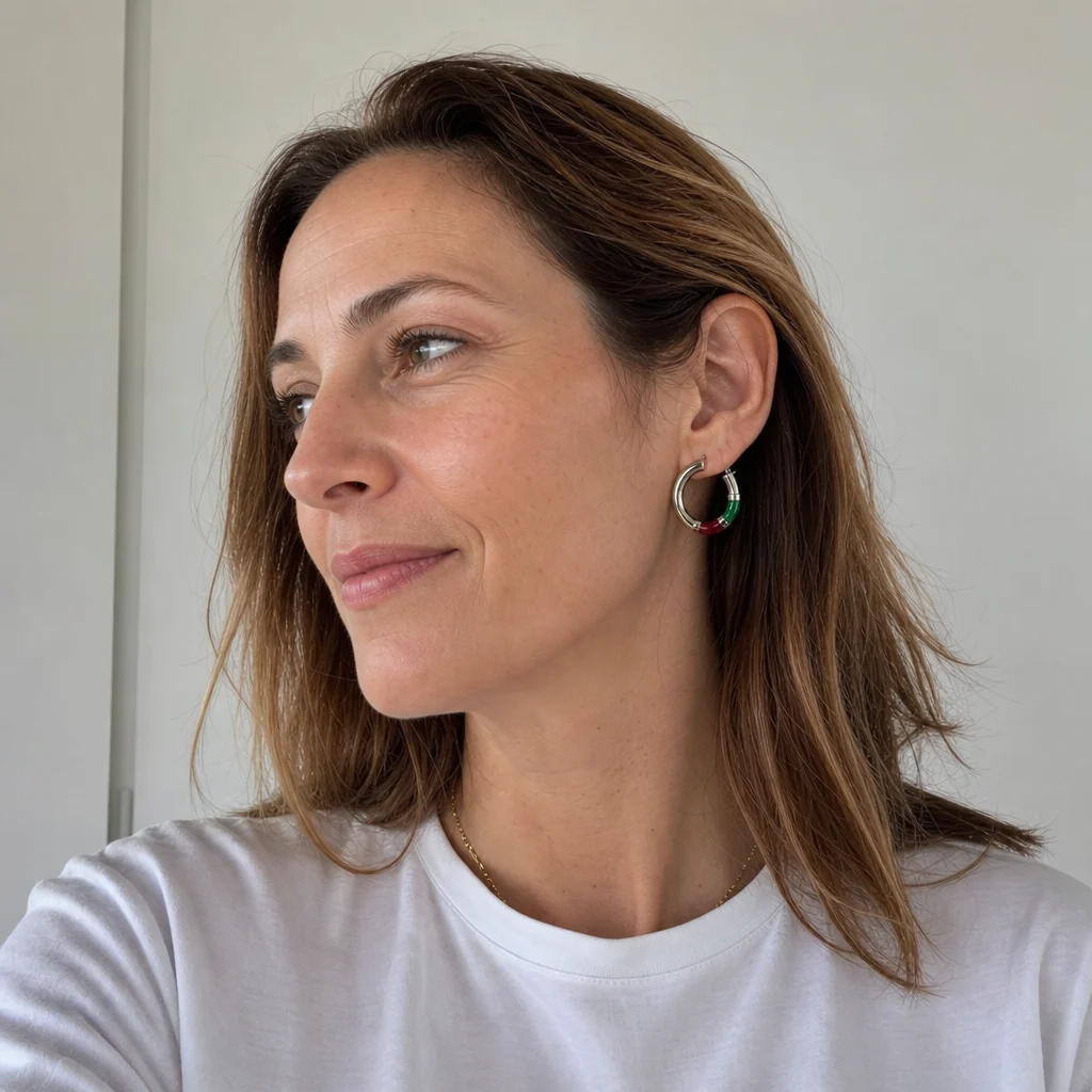 Orecchini Cerchio 90's Baby - Verde / Bordeaux - immagine 7