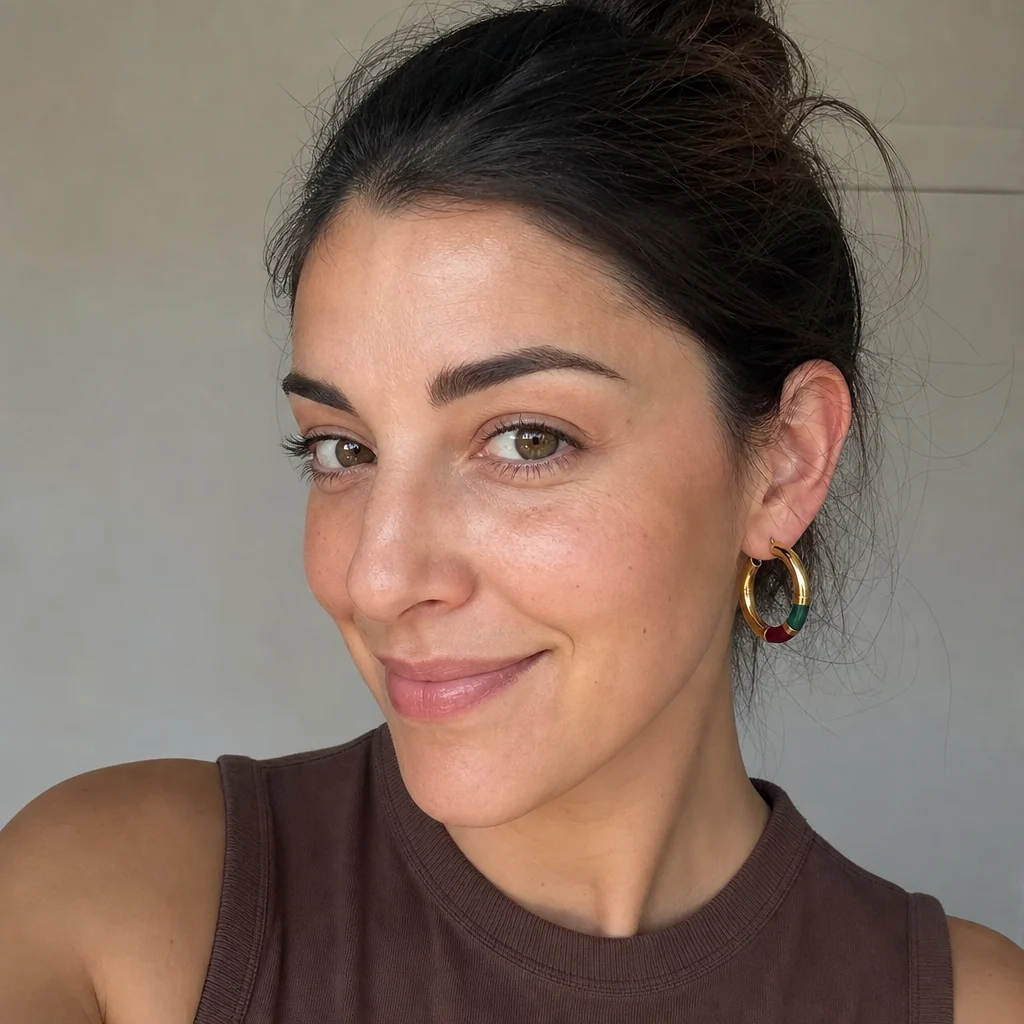 Orecchini Cerchio 90's Baby - Verde / Bordeaux - immagine 15